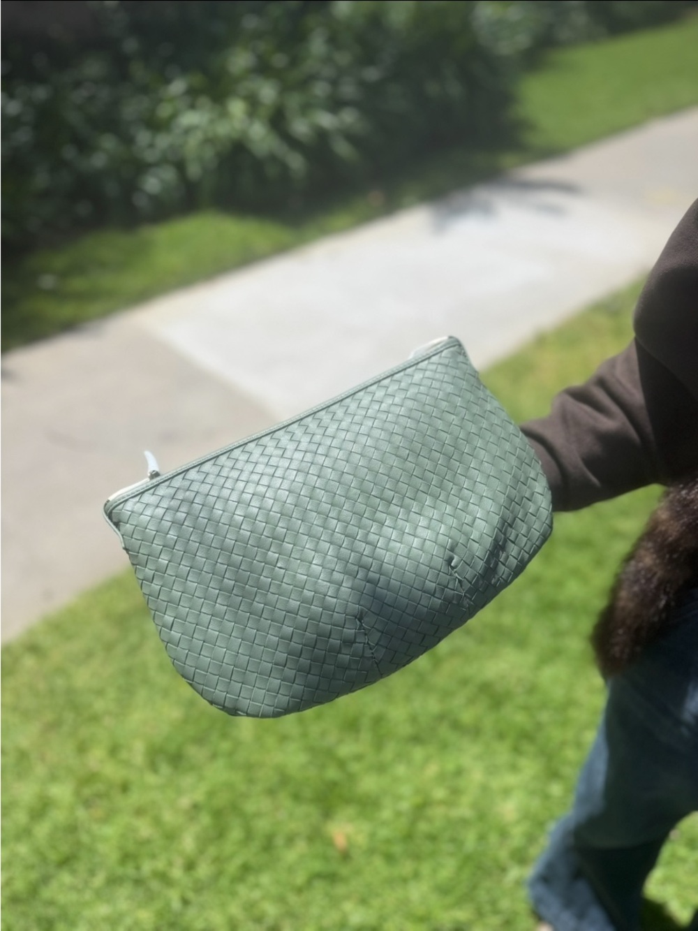 NWT Quince Sloane Handwoven Mini Shoulder Bag- Sage